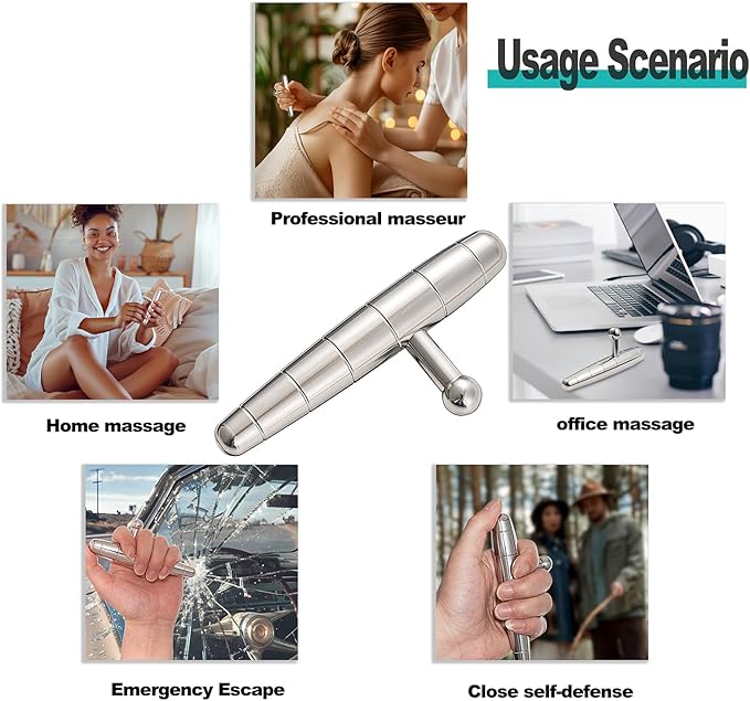 2 in 1 Trigger Points Massage Tool Stainless Steel T-Bar Deep Tissue Massage Tool for Pain Relief Full-Body Fascial Relaxation – Ideal for Shoulders, Neck, Legs, and Arms – Perfect for Sports Therapy-CasaMuseHome