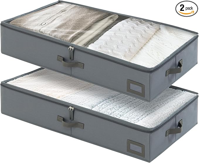 6-Inch Under Bed Organizer, Under Bed Storage Container, Under Crib/Couch Storage, Underbed Storage Box for Seasonal Clothing, Sweaters, Shoes, Blankets, Wrapping Paper & Toys 33" L×17" W×6" H-CasaMuseHome