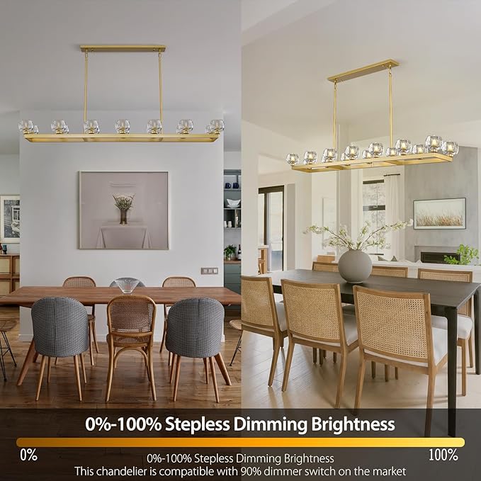 72 Inch Brass Rectangle Wagon Wheel Chandeliers, Gold Chandelier for Dining Room Over Table, Modern Crystal Long Chandelier for High Ceiling, Farmhouse Large Linear Chandeliers for Kitchen Island-CasaMuseHome