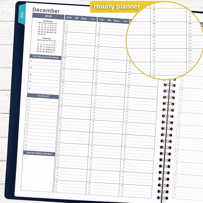 2026 Appointment Book/Planner - Weekly Appointment Book 2026, January - December 2026, 8.26"x 11.4", Daily/Hourly Planner with Tabs, 15 Minutes, Wirebound - Blue-CasaMuseHome