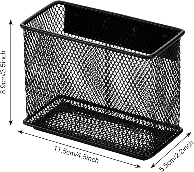 4.5' × 2.2'' × 3.5'' Magnetic Basket for Whiteboard Black Magnetic Basket for Fridge Magnetic Organizer Holder with 4 Strong Magnets Magnetic Holder for Refrigerator Locker,Set of 4-CasaMuseHome