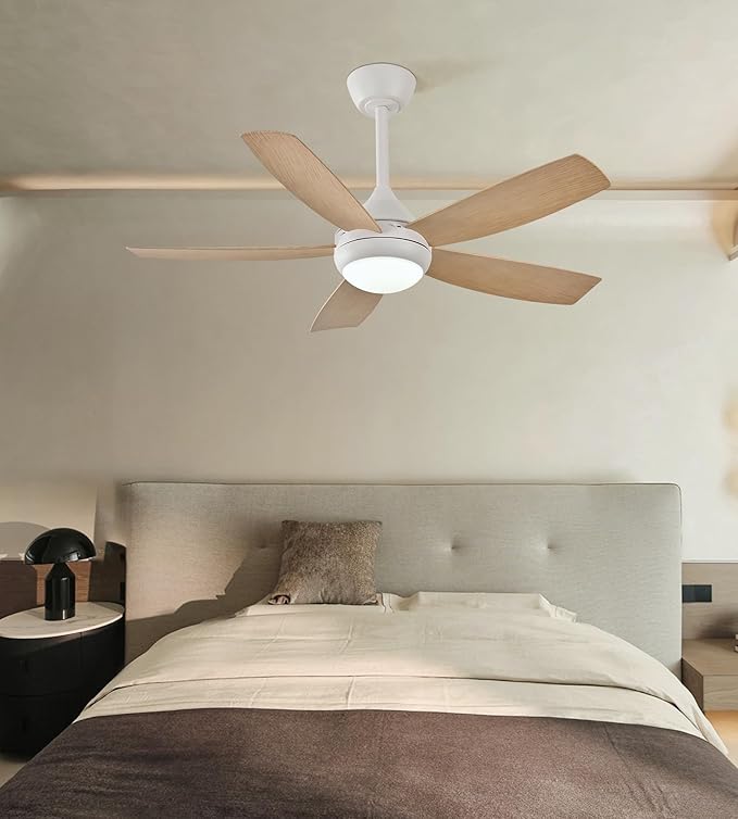 42" Ceiling Fan with Lights, 5 Blades, 6 Speeds DC Reversible, Dimmable, Low Profile Ceiling Fan with Light and Remote Control for Bedroom or Living Room-CasaMuseHome