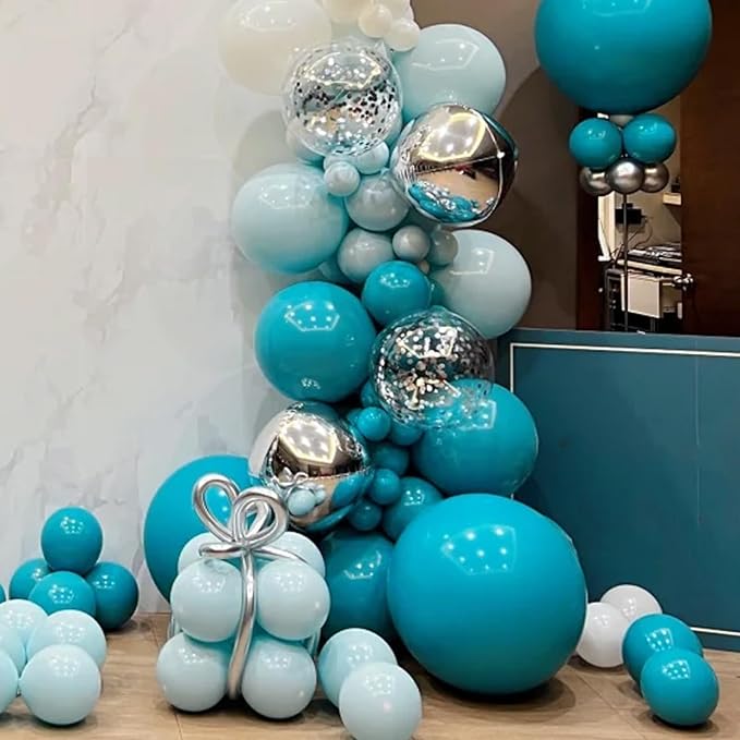 130pcs Peacock Blue Balloons Different Sizes 18" 12" 10" 5" Teal Blue Latex Balloon Garland Arch Kit for Birthday Baby Shower Graduation Wedding Gender Reveal Anniversary Party Decorations-CasaMuseHome