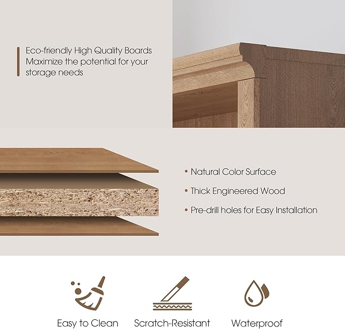 70 in Tall Bookcase, White Bookshelf Open Storage 5-Tier Shelves, 33 inch Wide Floor Standing Indoor Furniture, Book Cases for Home School Library Office Bedroom Kids, Oak 5 Tiers-CasaMuseHome