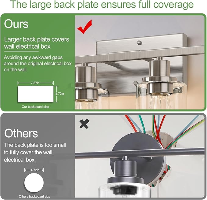 4-Light Bathroom Light Fixtures, Brushed Nickel Vanity Lights with Clear Glass Shades, Modern Bathroom Wall Lamp for Mirror Living Room Cabinet Bedroom Porch-CasaMuseHome