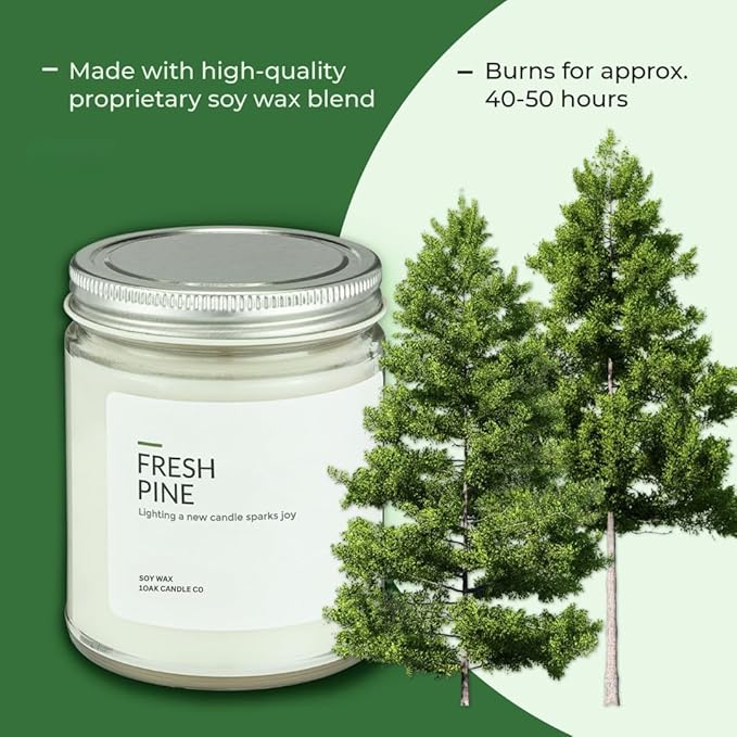 1OAK Soy Wax Candles (Fresh Pine) - Pine Candle - Soy Candles for Home Scented - Long Burning Premium - Hand-Poured (7oz.)-CasaMuseHome