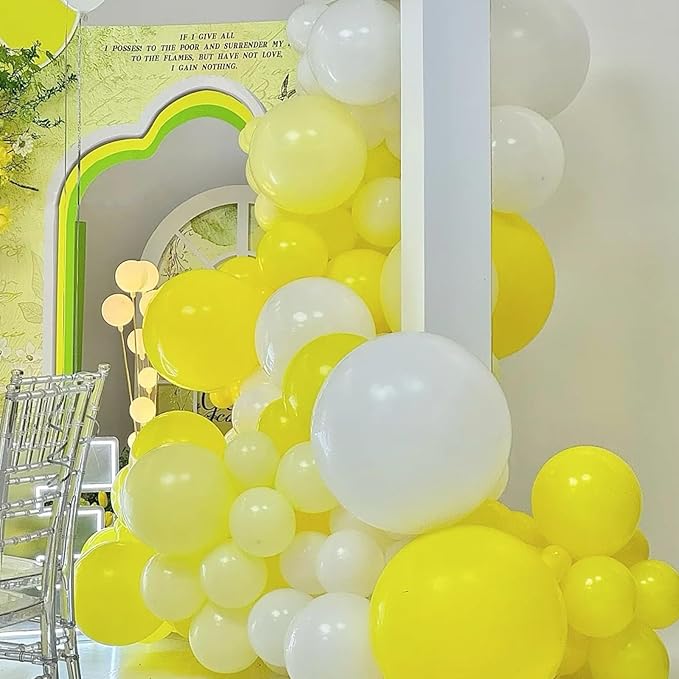 130pcs Pastel Yellow Balloons Different Sizes 18" 12" 10" 5" Light Yellow Latex Balloon Garland Arch Kit for Birthday Baby Shower Graduation Wedding Gender Reveal Party Decorations-CasaMuseHome