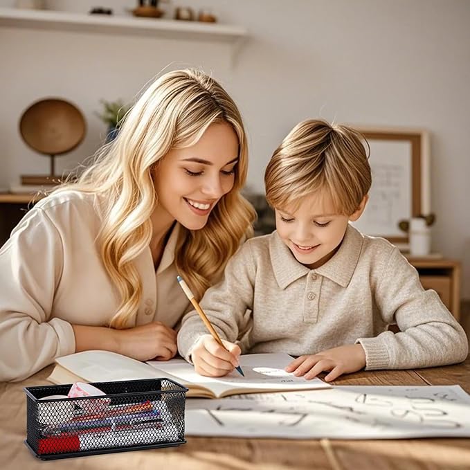 6.29'' × 2.28'' × 2.48 Black Magnetic Basket for Refrigerator Magnetic Pen Holder Locker Organizer for Home Office Accessories Magnetic Basket for Whiteboard，Set of 2-CasaMuseHome