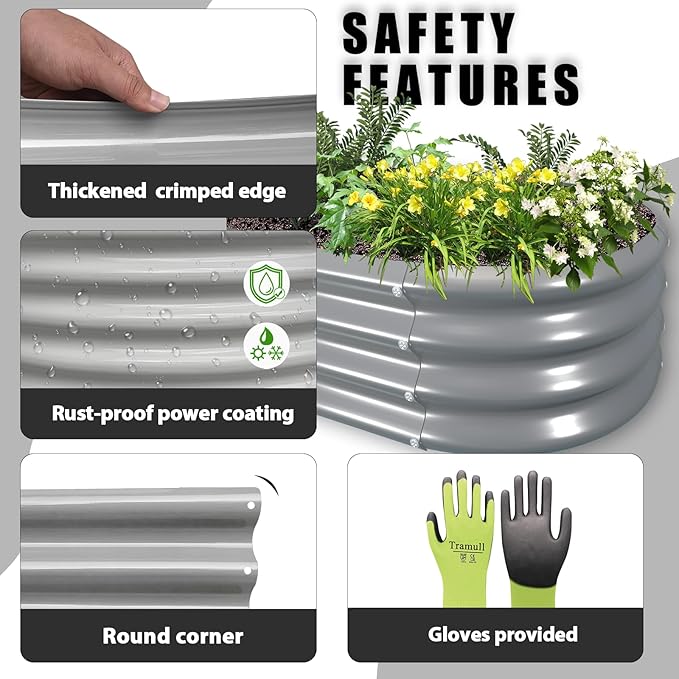 2 Pack 8x3x1FT Galvanized Raised Garden Bed Large Metal Planter Box Kit Elevated Raised Garden Planters for Outdoor Plants, Gray-CasaMuseHome