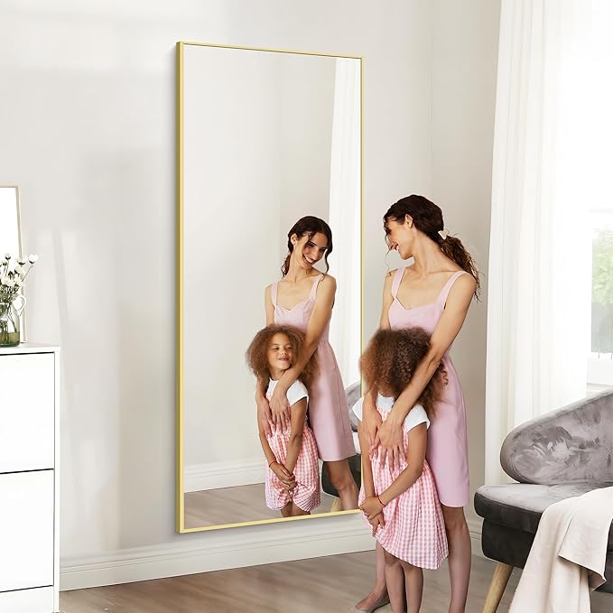 36x72inch Bathroom Mirror, Gold Rectangle Mirror with Thin Metal Frame, Large Rectangular Wall Mirrors for Bathroom, Living Roomm, Hair Salon, Big Farmehouse Mirror Hang Horizontal/Vertical-CasaMuseHome