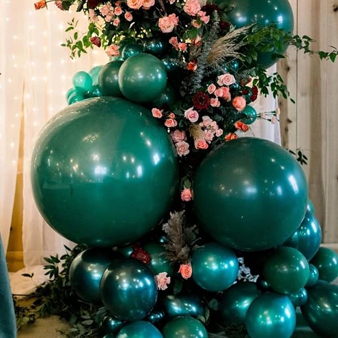 130pcs Dark Green Balloons Different Sizes 18" 12" 10" 5" Hunter Green Balloons for Birthday Dinosaur Baby Shower St. Patrick's Day Summer Jungle Forest Safari Party Decorations-CasaMuseHome