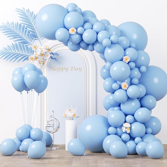 130pcs Light Blue Balloons Different Sizes 18" 12" 10" 5" Baby Blue Balloons for Boys Girls Birthday Baby Shower Gender Reveal Wedding Children's Day Decorations-CasaMuseHome