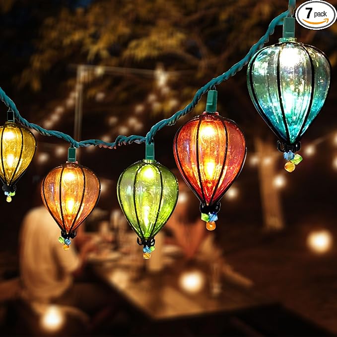7 Pcs of 11FT Multicolor String Lights with 10 Bulbs, UL Listed Connectable Waterproof Decorative LED Lights Hanging for Backyard Patio, Indoor/Outdoor for Christmas Wedding Party Festival Lighting-CasaMuseHome