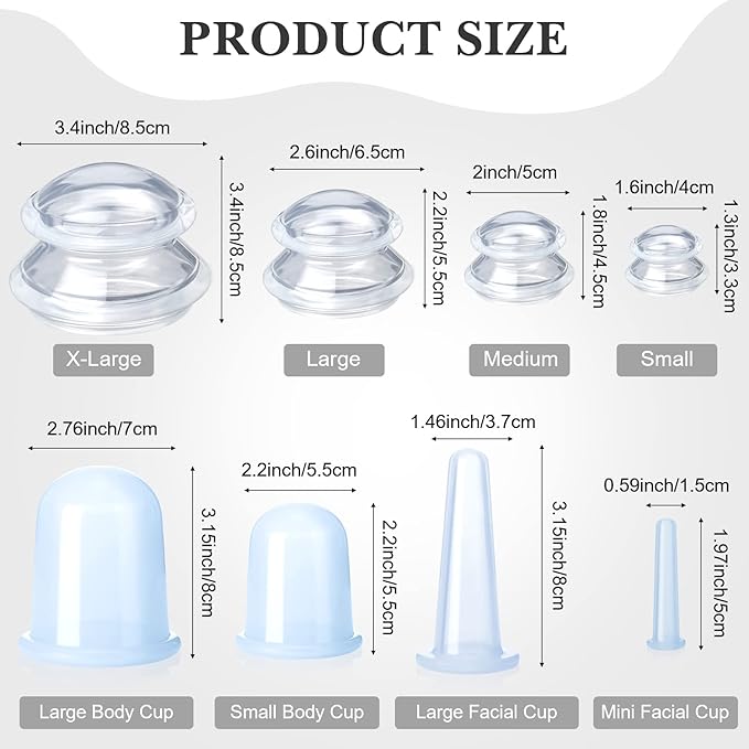 16 Pcs Silicone Cupping Therapy Set Anti Cellulite Cup Vacuum Suction Massage Cup Silicone Cupping Therapy Set for Cellulite Reduction Myofascial Release Massage Therapist Home Use (Clear)-CasaMuseHome