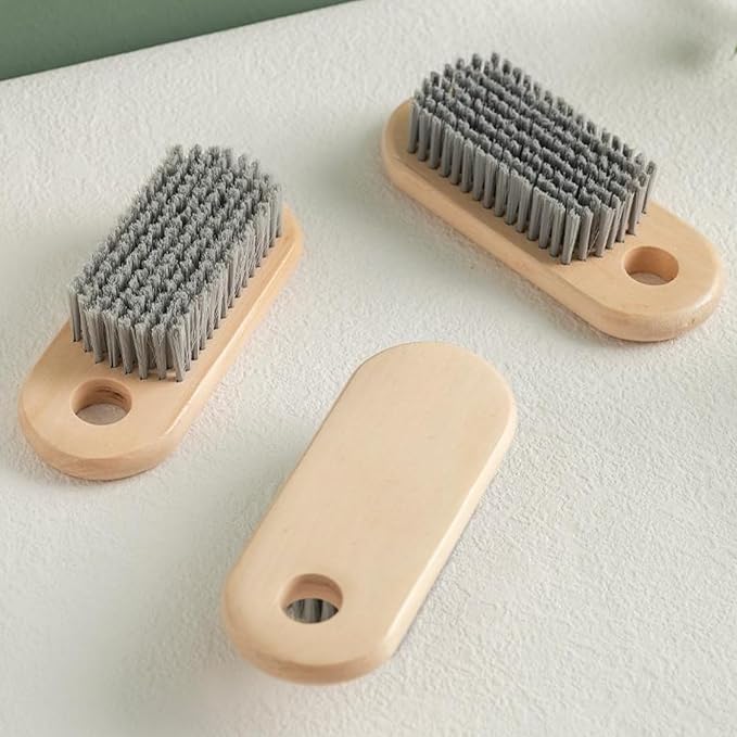 2PCS Wood Laundry Brush, Long Handle Clothing Stain Remover Scrubber, Soft Bristle for Scrubbing Out Tough on Delicate, Easy to Grip Hand Washing Clothes-CasaMuseHome