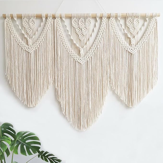 Achart Macrame Wall Hanging Large- Boho Wall Decor- large wall art- Wall Decor Living Room- Macrame Tapestry Boho Decor for Bedroom (Beige-C)-CasaMuseHome