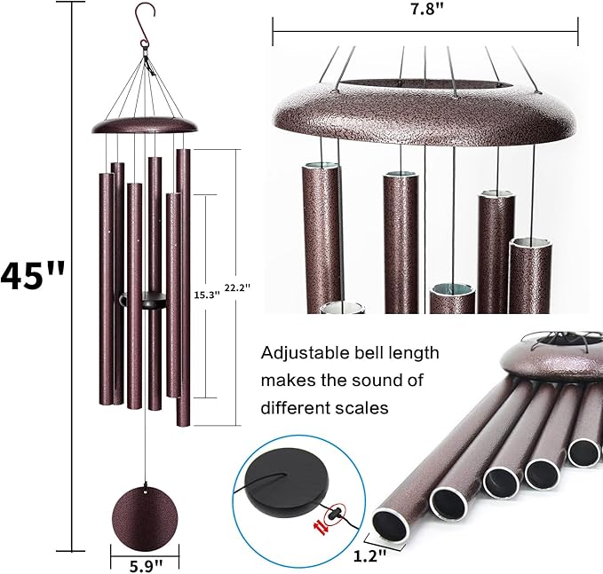 45'' Large Wind Chimes for Outside with Deep Tone, Wind Chimes Outdoor Garden & Patio Hanging Décor, Sympathy Gifts. Bronze-CasaMuseHome