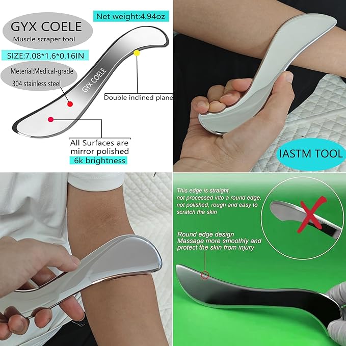 4 in 1 Muscle Scraper Tool Set, IASTM Physical Therapy Massage Tools with Storage Case, Gua Sha Massage Scraper Scraping Tool Physical Therapy (4PCS Set)-CasaMuseHome
