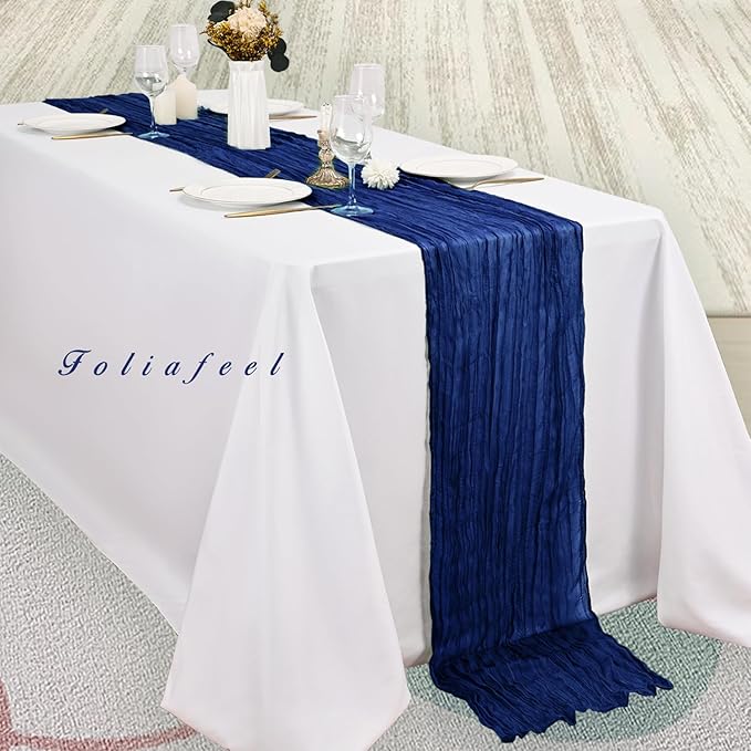 10FT 12 Pack Royal Blue Cheesecloth Table Runner 20 x 120 Inch Long Rustic Gauze Cheese Cloth Table Runner for Wedding Bridal Baby Shower Table Decorations Boho Fabric Sheer Birthday Party Table Decor-CasaMuseHome