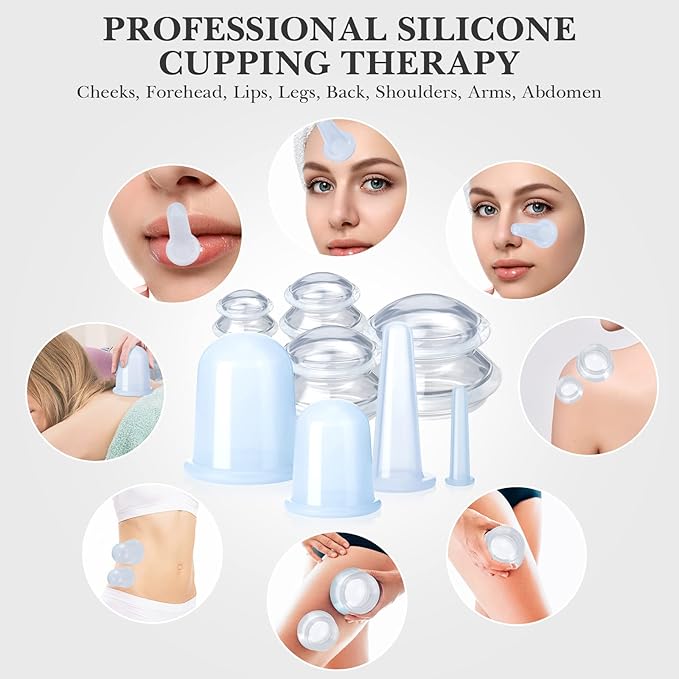 16 Pcs Silicone Cupping Therapy Set Anti Cellulite Cup Vacuum Suction Massage Cup Silicone Cupping Therapy Set for Cellulite Reduction Myofascial Release Massage Therapist Home Use (Clear)-CasaMuseHome
