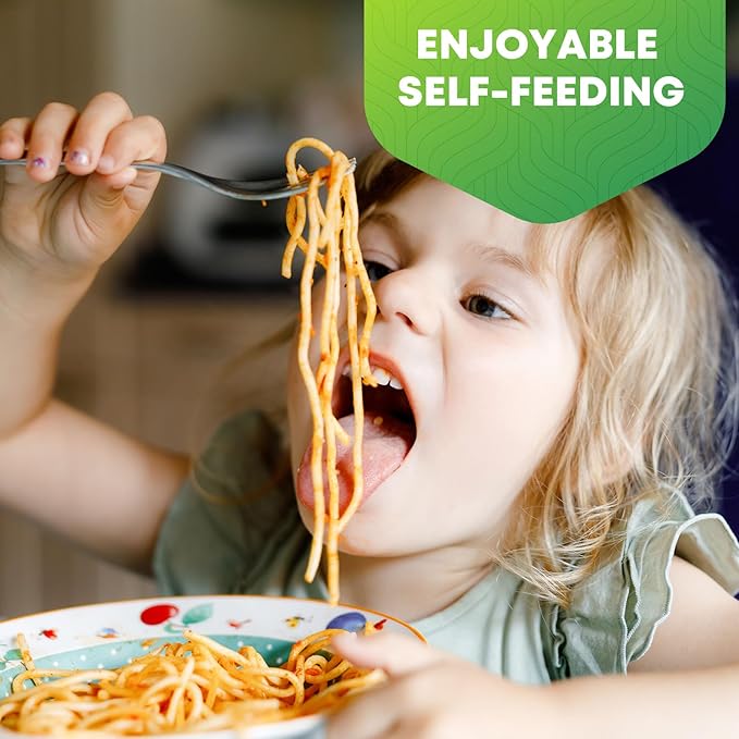 8 Pieces Toddler Utensils, Kids Stainless Steel Silverware Set - 4pcs Forks and 4pcs Spoon, Cute Children Flatware Sets with Mirror Polished, Self Feeding Safe, Dishwasher Safe-CasaMuseHome