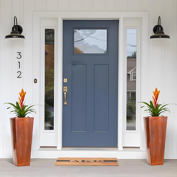 28in Tall Metal Copper Square Planter Galvanized Steel Metal Planters for Indoor/Patio Deck Garden Entrance Planter-CasaMuseHome