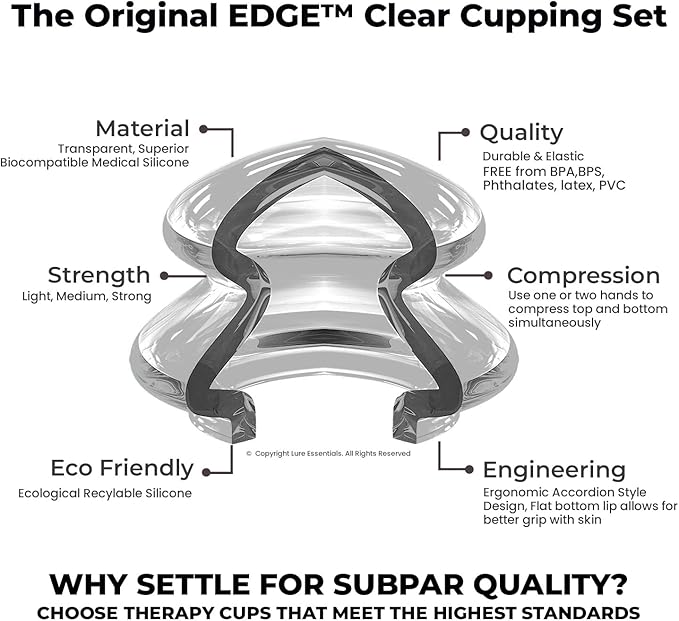 8 Edge Cups Silicone Cupping Therapy Set Professional Massage Cupping Cups for Cupping Therapy Cupping Kit for Massage, Myofascial Release, Cellulite Reduction (Lure Clear)-CasaMuseHome