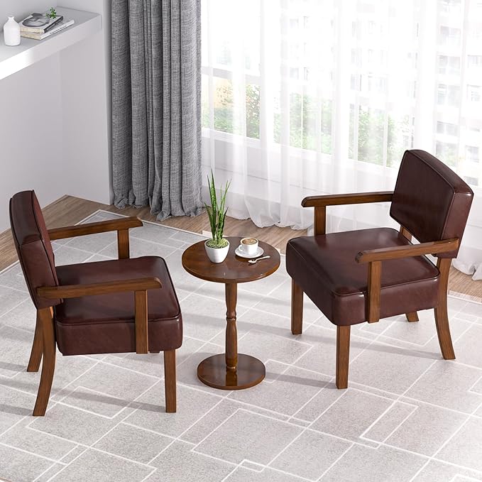 Accent Chair, PU Leather Living Room Chairs Oversize with Soft Seat and Armrests for Living Room Dinning Room Bedroom Reading Room Waiting Room-CasaMuseHome
