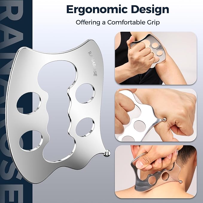 3-in-1 Stainless Steel Muscle Scraper Tool Set – Gua Sha & Physical Therapy Tools for Deep Tissue Massage, Myofascial Release, Muscle Knot Relief & Pain Reduction-CasaMuseHome