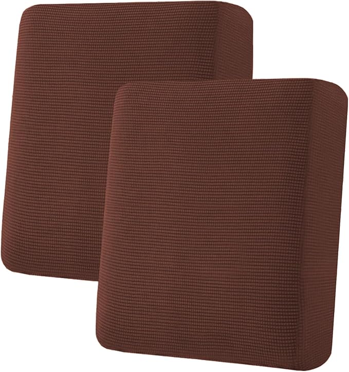H.VERSAILTEX Super Stretch Individual Seat Cushion Covers Sofa Covers Couch Covers Slipcover Sets Thick Jacquard Textured Twill Fabric (2 Piece Medium Sofa Cushion Covers, Burnt Brick)-CasaMuseHome