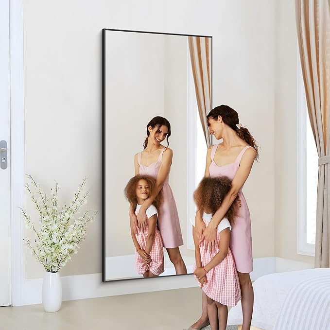 36x72inch Bathroom Mirror, Black Rectangle Mirror with Thin Metal Frame, Large Rectangular Wall Mirrors for Bathroom, Living Roomm, Hair Salon, Big Farmehouse Mirror Hang Horizontal/Vertical-CasaMuseHome