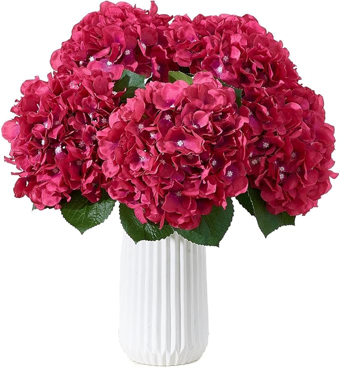 8Pcs Fake Flowers Silk Hydrangea Artificial Flowers Bouquets Faux Hydrangea Stems for Home Table Centerpieces Wedding Party Decoration-CasaMuseHome