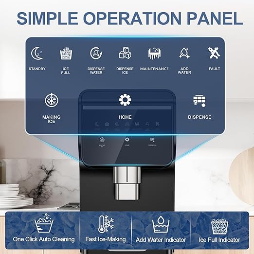 3-in-1 Nugget Ice Maker with Ice & Water Dispenser - 90Lbs/24H Pellet Chewable Ice, Self-Cleaning Countertop Stainless Steel Ice Machine for Commercial, Office, Kitchen, Party (Quiet Operation)-CasaMuseHome