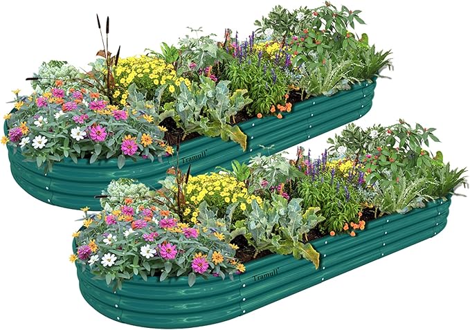 2 Pack 8x3x1FT Galvanized Raised Garden Bed Large Metal Planter Box Kit Elevated Raised Garden Planters for Outdoor Plants, Green-CasaMuseHome