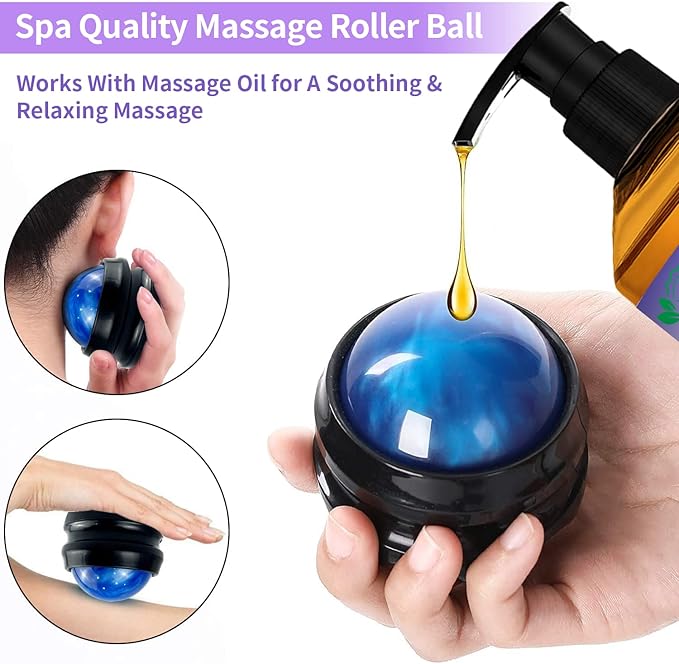 3 Pack Massage Oil for Massage Therapy,Sore Muscle Arnica Oil & Relaxing Lavender Oil & Ginger Oil Lymphatic Drainage & Massage Ball,Lymphatic Drainage Massager Body Oil,Massage Kit Gifts for Women-CasaMuseHome