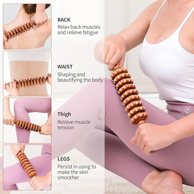 3-in-1 Wood Therapy Massage Tools Wooden Lymphatic Drainage Massager Maderoterapia Kit, Anti Cellulite Complete Body Sculpting Tools for Muscle Pain Relief, Body Contouring and Shaping-CasaMuseHome