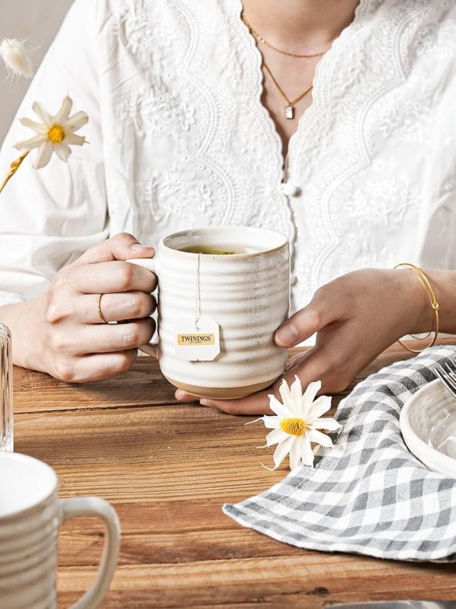 LE TAUCI Coffee Mugs 12 oz, Ceramic Mug Set, Housewarming Wedding Present, Coffee Cups for Latte, Hot Tea, Cappuccino, Mocha, Cocoa - Set of 4, Arctic White-CasaMuseHome