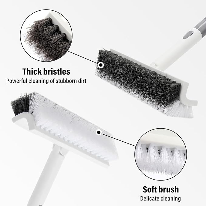 Scrub Brush Floor Brush with Long Handle,Double-Sided V-Shaped Scrub Brush，Shower Floor Scrubber for Cleaning, Tile Scrub Brush with Stiff Bristles, 52'-CasaMuseHome