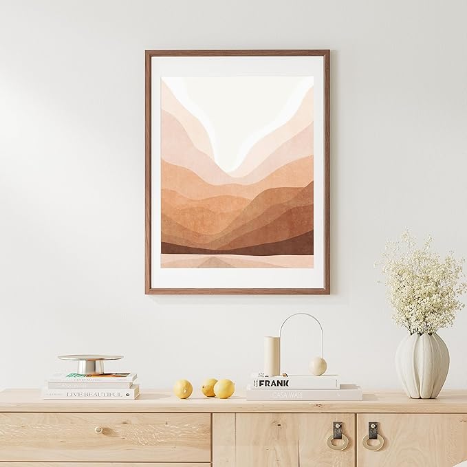 18x24 Poster Frame Natural Solid Walnut Photo Frames with 16x20 Removable Mat Wall Hanging Large Handcrafted Frame with HD Plexiglass Wall and Tabletop Display Large Picture Frame-CasaMuseHome