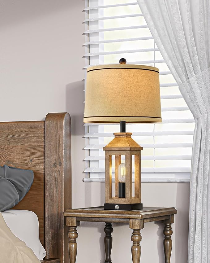 23.75" Farmhouse Table Lamps USB A+C Charging Ports 3-Way Dimmable Touch Control Lamp Nightlight Vintage Modern Lamp for Living Room Bedroom with 2 Light Sources-CasaMuseHome