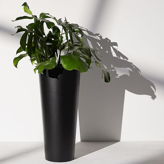 2-Pack 28" Tall Metal Planters - Heavy-Duty Round Flower Pots with Built-in Drainage + Rustic Industrial Finish, All-Climate Deck & Patio Ready Indoor/Outdoor Multi-Scene Garden Vessels-CasaMuseHome