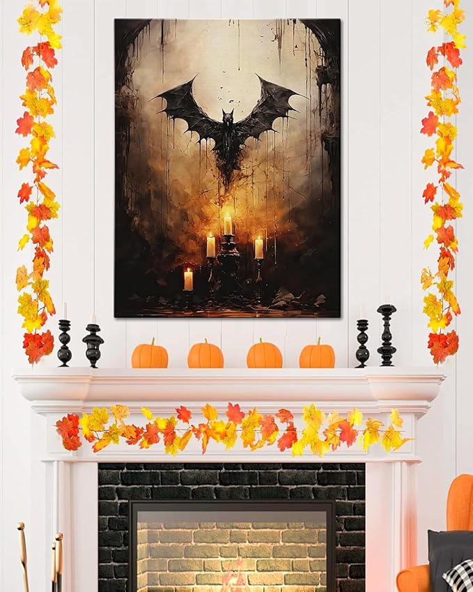 AbcCustomize Halloween Canvas Wall Art - Vintage Moody Bat Poster, Gothic Dark Academia Wall Decor, Spooky Halloween Decor for Farmhouse & Cottage, Fall Decorations Indoor for Living Room & Bedroom-CasaMuseHome