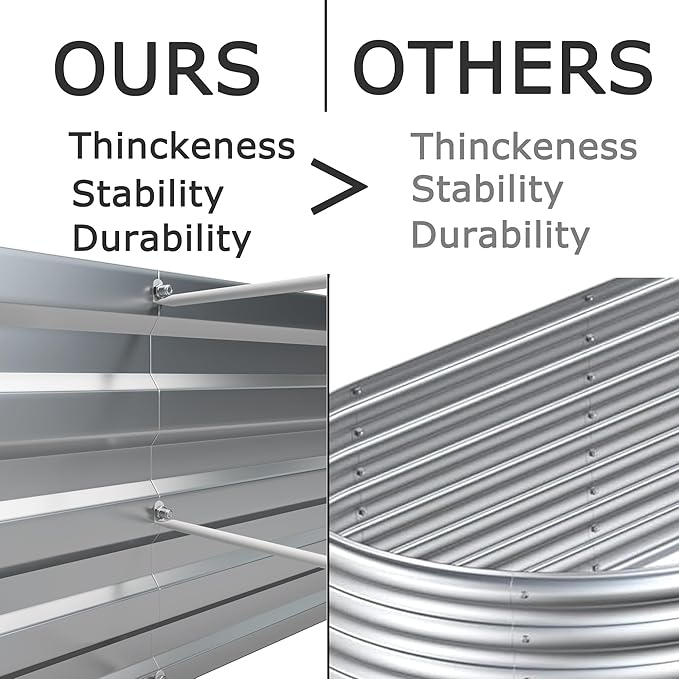 8x4x1ft(2 Pack) Galvanized Raised Garden Bed,Outdoor Planter Box Metal Patio Kit Planting Bed for Vegetables Flowers Herb,Silver-CasaMuseHome