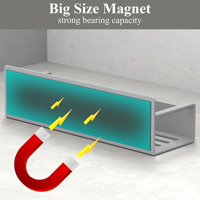 6 Pack Magnetic Spice Rack Organizer for Refrigerator and Oven, Light Gray Fridge Organizers and Storage for Kitchen-CasaMuseHome