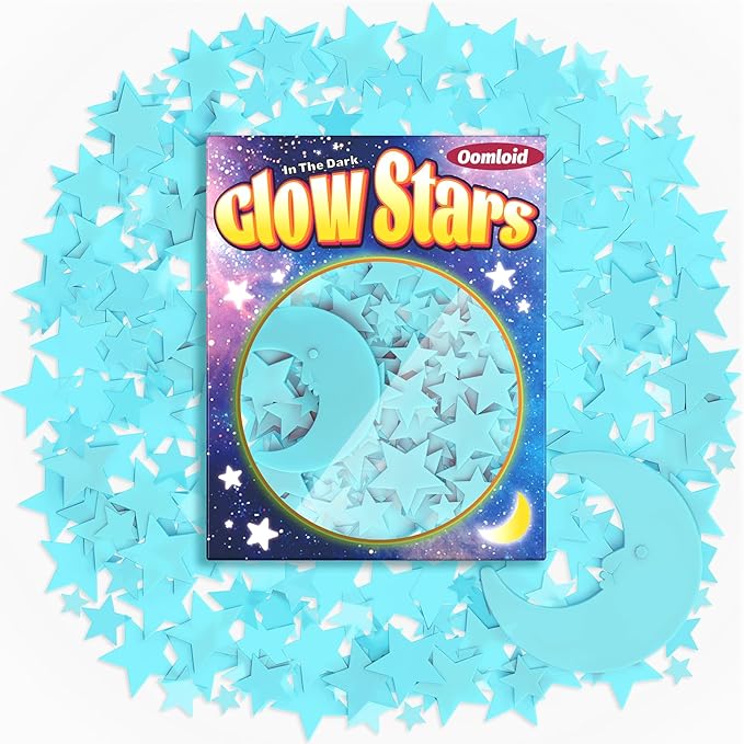 201 Pcs Glow in The Dark Stars Stickers for Ceiling, Toddler Stocking Stuffers Wall Room Decor Gifts, Luminous 3D Glowing Stars Easter Basket Stuffers for Kids Boys Girls-CasaMuseHome