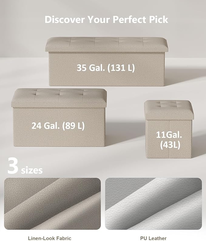 15 Inches Small Folding Storage Ottoman Cube, Storage Footrest, Foot Rest Stool, for Living Room, Bedroom, Dorm, Hallway, Entryway, Sandy Beige-CasaMuseHome