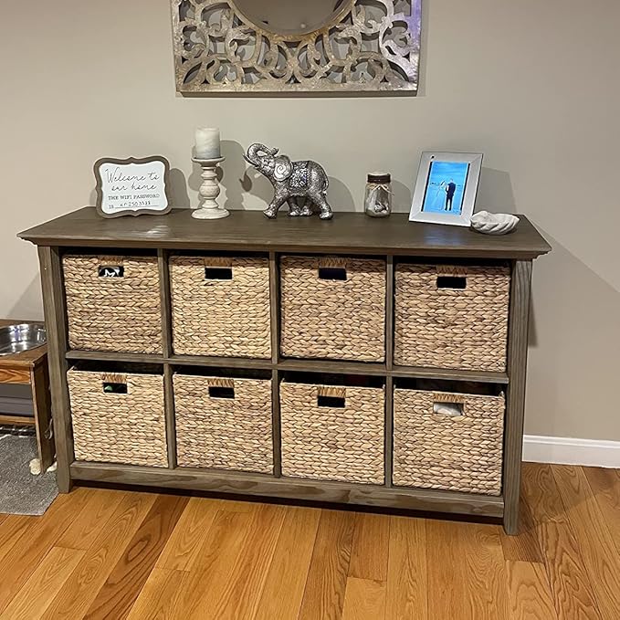 10.5 x 10.5 Storage Cubes – Water Hyacinth Wicker Baskets for Organizing, Wicker Storage Cubes, Storage Baskets for Shelves (4 Packs 10.5in)-CasaMuseHome