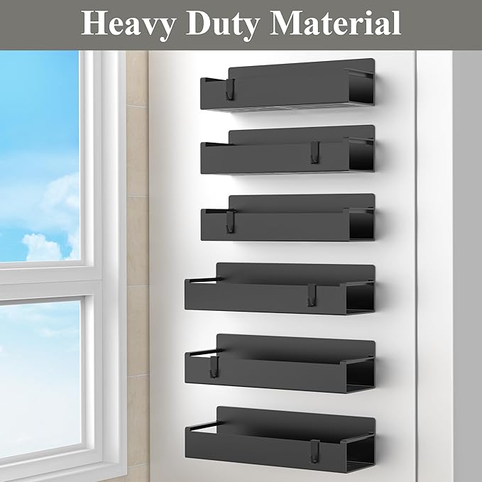 6 Pack Magnetic Spice Rack Organizer for Refrigerator and Oven, Black Fridge Organizers and Storage for Kitchen-CasaMuseHome