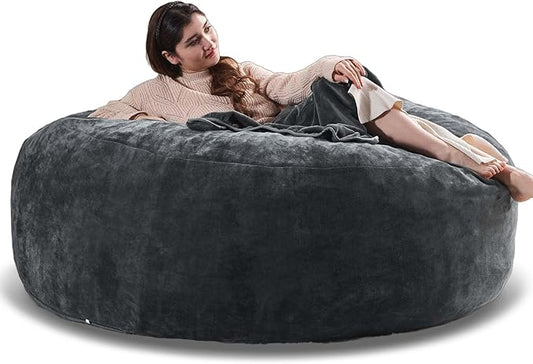 6FT,Oversized Bean Bag Chairs for Adults,Giant beanbag with Filler Included，Fluffy Memory Foam,Soft and Comfy Corduroy Fabric,Gaming Chairs Suitable for Living Room and Bedroom (Dark Gray, 6 Foot)-CasaMuseHome