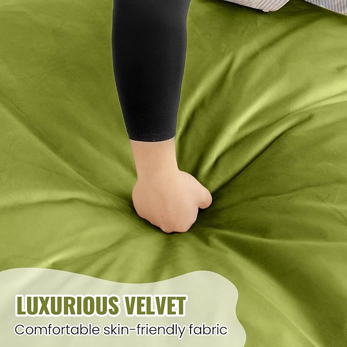 4FT Bean Bag Chair: Bean Bag with Velvet Cover, Fluffy and Comfy Bean Bag Chairs for Adults and Kids, Bean Bag Sofa Filled with High-Density Sponge for Gaming (Mint Green)-CasaMuseHome